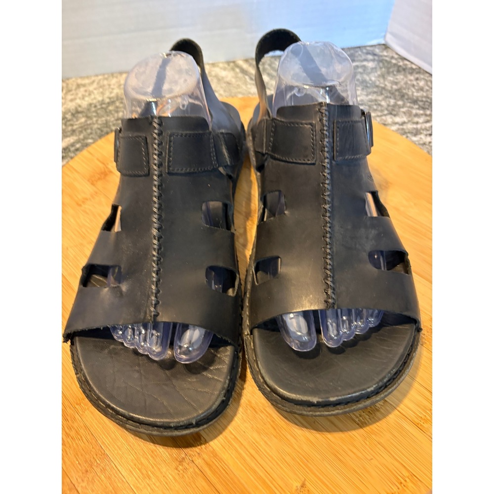 KEEN Dress Sandals Mens 10.5 Black Leather Buckle Strap